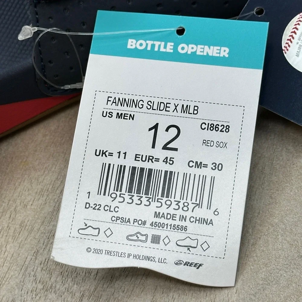 Boston Red Sox Reef Fanning Slides Mens 12 MLB Sandals Bottle Opener NWT